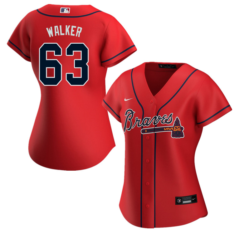 Nike Women #63 Jeremy Walker Atlanta Braves Baseball Jerseys Sale-Red
